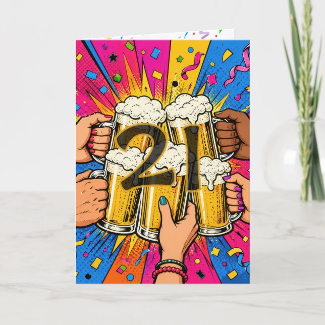 21-årsfirande Öltost i Pop Art Kort (Framsida)