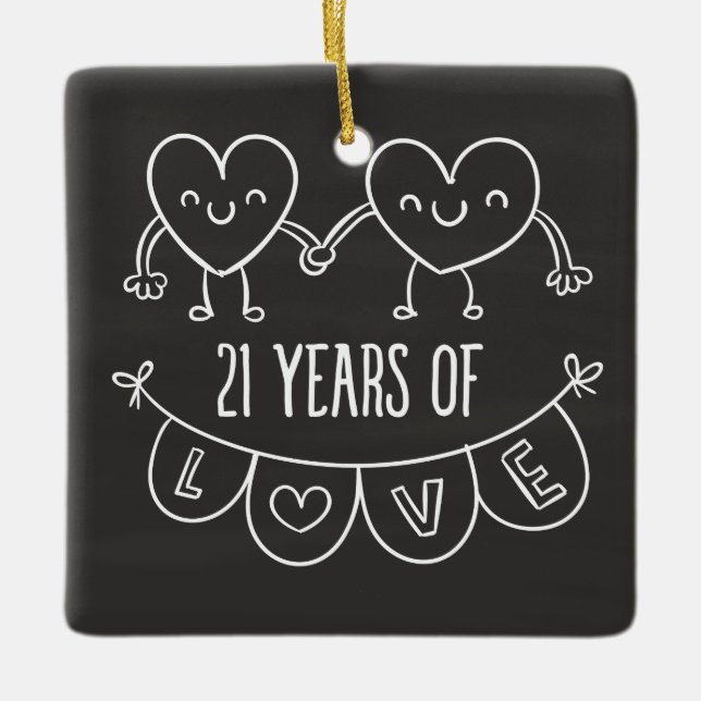 21-årsjubiléet av Hearter från Gift Chalk Julgransprydnad Keramik (Framsida)