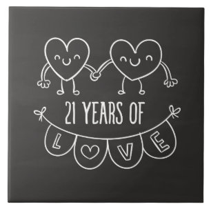 21-årsjubiléet av Hearter från Gift Chalk Kakelplatta