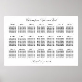 21 Bord Elegant Minimalistisk Placeringsplan Poster