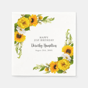 21:E födelsedag Party Solrosblommans Daisy Anpassn Pappersservett
