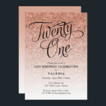 21:e födelsedag Ro Guld Glitter Inbjudningar<br><div class="desc">Det här trendiget födelsedagsfest inbjudan har ett faux sparkly glitter mönster och ett finare-skript med typografi. Lägg till anpassningsbarna med hjälp av mallformuläret. Ytterligare alternativ för text och layout är tillgängliga om du väljer att anpassa ytterligare.</div>