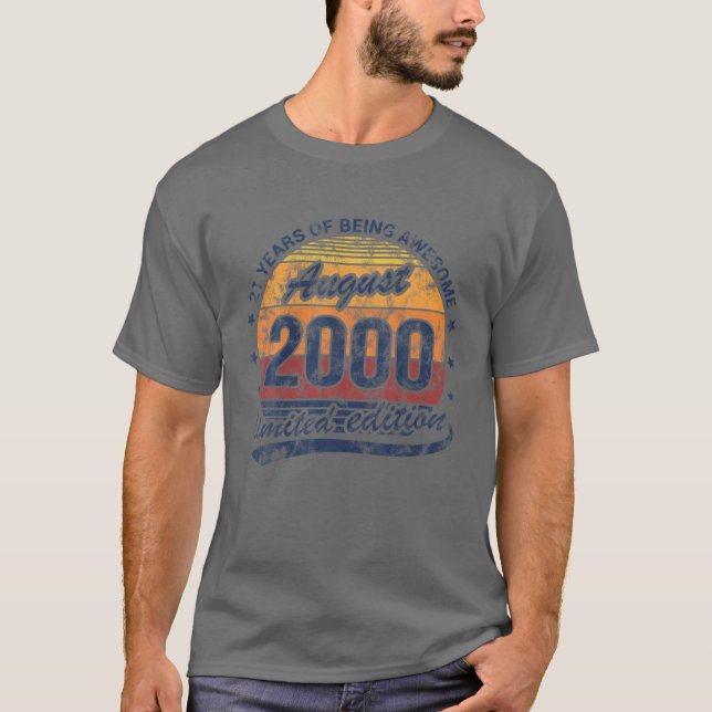 21:e födelsedagen augusti 2000 21 Åldersasman T Shirt (Framsida)
