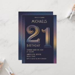 21:e mörkens lila och guld födelsedag inbjudningar