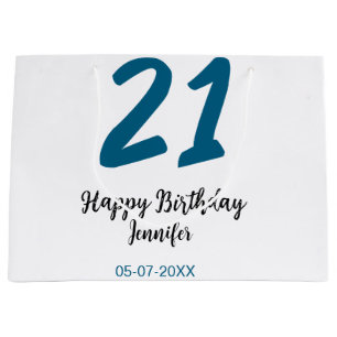 21 födelsedag, fet blå brev enkel, minimal