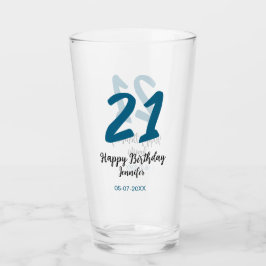 21 födelsedag, fet blå brev enkel, minimal glaskopp