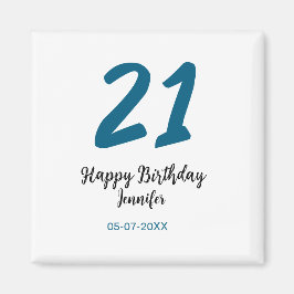 21 födelsedag, fet blå brev enkel, minimal magnet