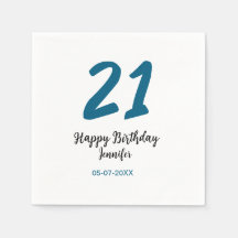 21 födelsedag, fet blå brev enkel, minimal