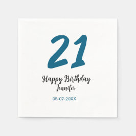 21 födelsedag, fet blå brev enkel, minimal pappersservett
