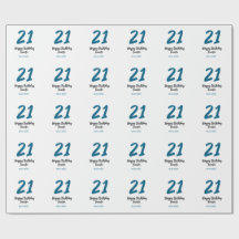 21 födelsedag, fet blå brev enkel, minimal