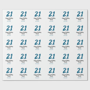 21 födelsedag, fet blå brev enkel, minimal presentpapper