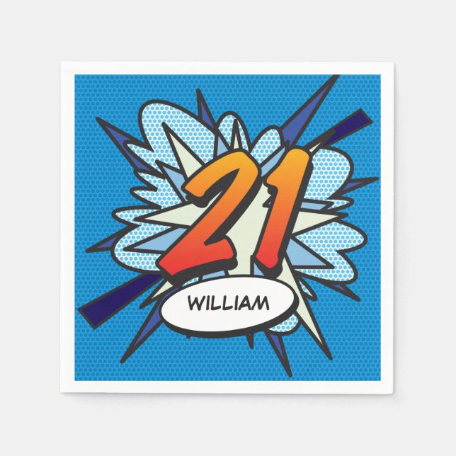 21 Födelsedags Kul Retro Serietidning Pappersservett (Framsidan)