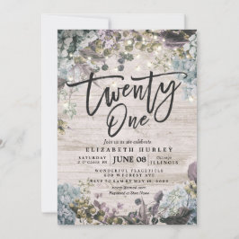 21 Födelsedagsfest Blommigt String Ljus Rustic Woo Inbjudningar