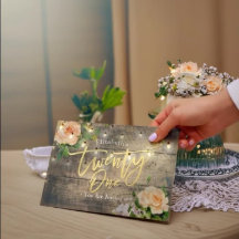 21 Födelsedagsfest Rustic Wood Flowers String Ligh