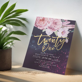 21 Födelsedagsfest Vattenfärgning Boho Flowers Fea Inbjudningar