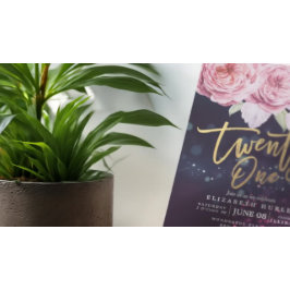 21 Födelsedagsfest Vattenfärgning Boho Flowers Fea Inbjudningar