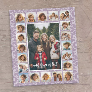 21 Fotokollage och Tile Mönster kan redigera lila Fleecefilt