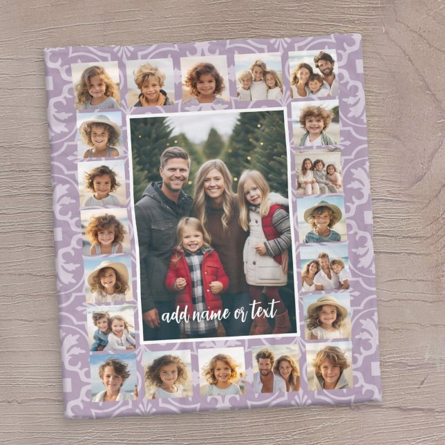 21 Fotokollage och Tile Mönster kan redigera lila Fleecefilt (A lavender fleece blanket with your photos)