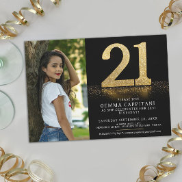 21 guld glitter 21:a födelsedag anpassningsbar fot inbjudningar