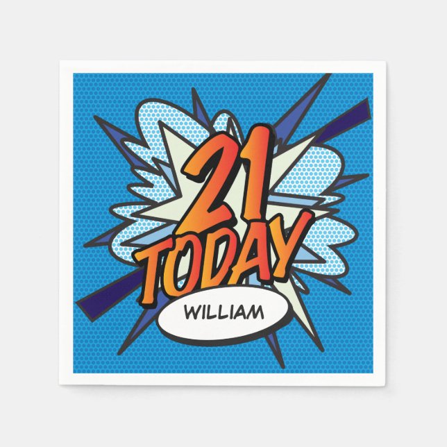 21 IDAG Roligt Retro Tecknad Bok Pappersservett (Framsidan)