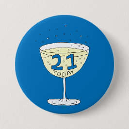 21 Idag-stilbricka blå 21-årsdag party Knapp