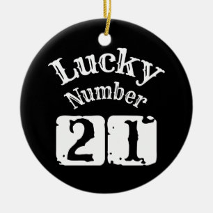 21 - Lucknummer 21 Tur Julgransprydnad Keramik