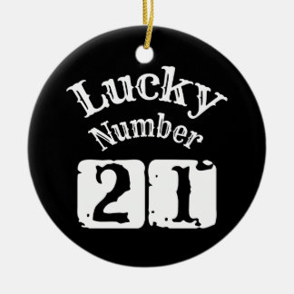 21 - Lucknummer 21 Tur Julgransprydnad Keramik