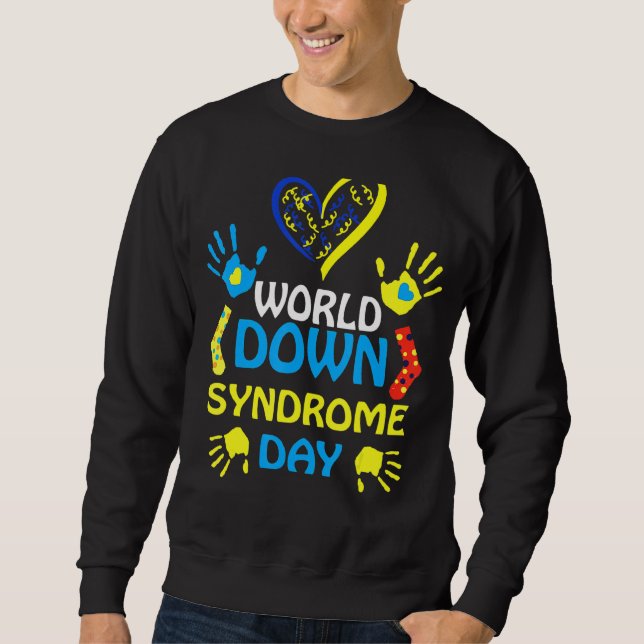 21 M medvetenhet och support på World Down Syndrom Lång Ärmad Tröja (Framsida)