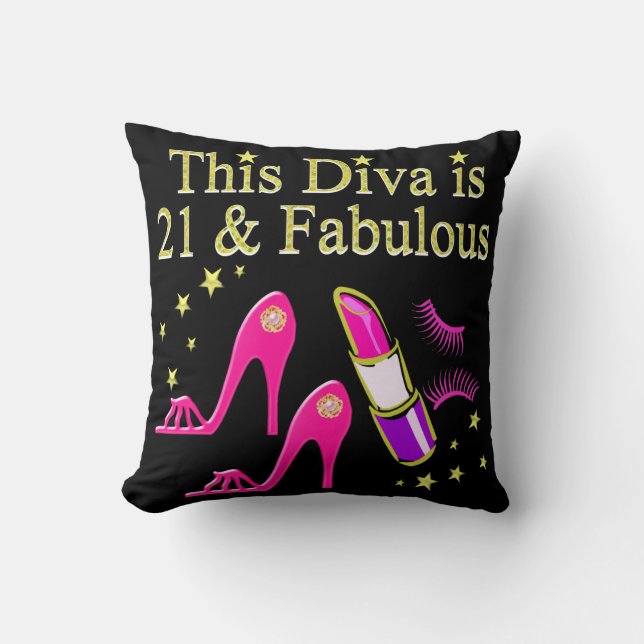 21 OCH FABULÖS ROSA SHOE OCH LIPSTICK DIVA DESIGN KUDDE (Framsida)