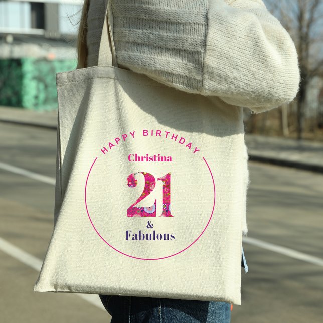 21 och Fabulous 21st Birthday Gift Tygkasse (Skapare uppladdad)