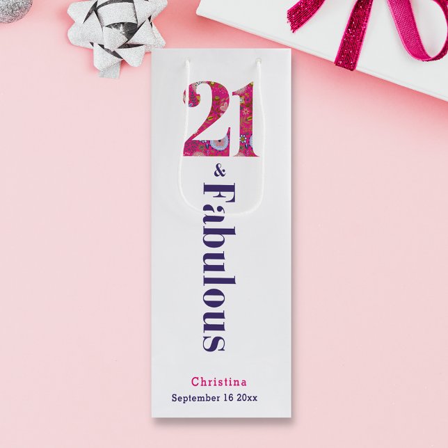 21 och Fabulous 21st Birthday Vin Gift Bag (Skapare uppladdad)