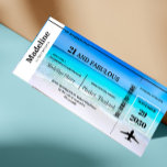21 och Fabulous Boarding Pass QR Code Birthday<br><div class="desc">En vacker bild av sjösidan är bakgrunden till denna inbjudan till den tropiska stranden för ombordstigningspassets destination. En inbjudan till anpassningsbar för mål för roligt med en QR-kod. Tropiska stranden med akvabblyor och modern text.</div>
