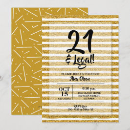 21 och Guld Rand födelsedag Inbjudningar
