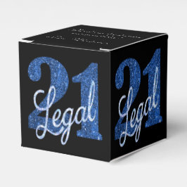 21 och juridiska | Blue Faux Glitter 21:a födelsed Presentaskar