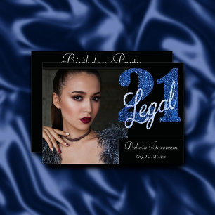 21 och juridiska Blue Faux Glitter Photo Keepsak Inbjudningar