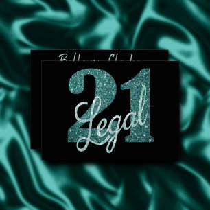 21 och juridiska   Grönt Faux Glitter 21:a födelse Inbjudningar