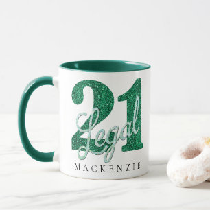 21 och juridiska Grönt Faux Glitter 21:a födelse Mugg