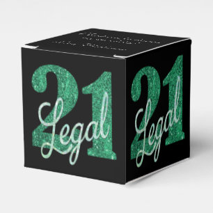 21 och juridiska Grönt Faux Glitter 21:a födelse Presentaskar