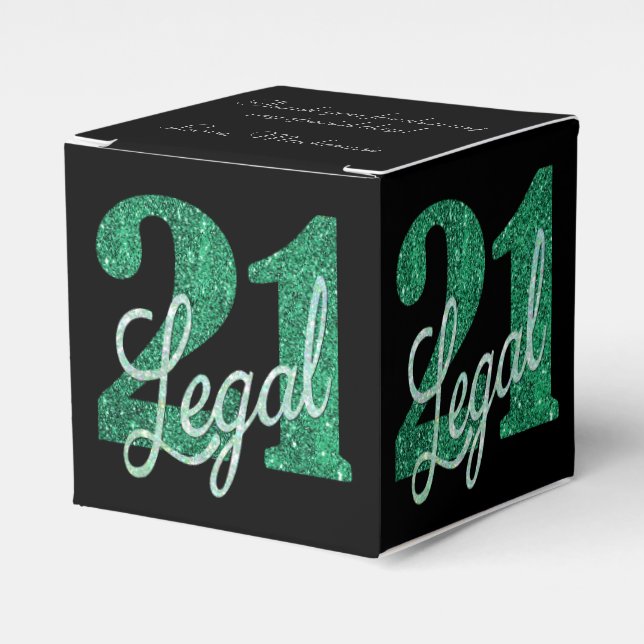 21 och juridiska | Grönt Faux Glitter 21:a födelse Presentaskar (Framsidan Sidan)
