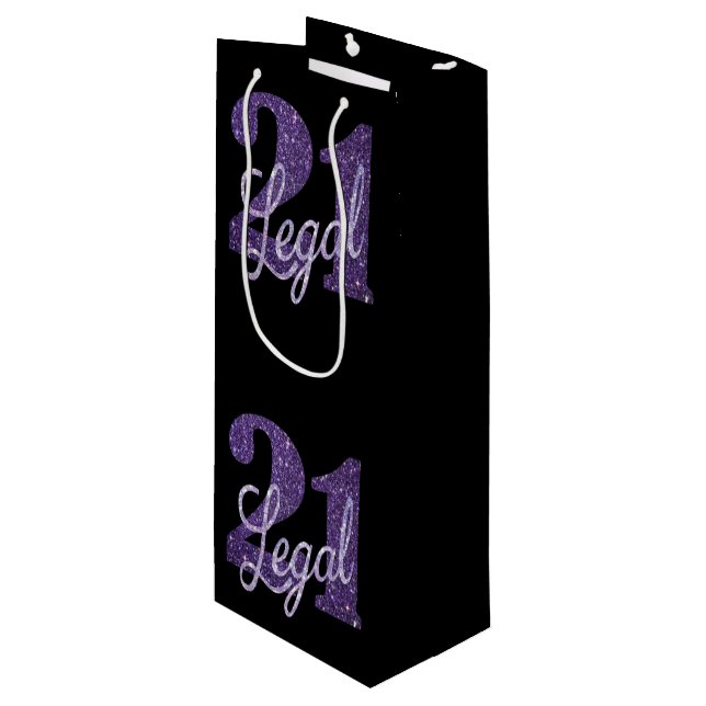 21 och juridiska | Lila Faux Glitter 21:a födelsed (Framsidan Vinklad)