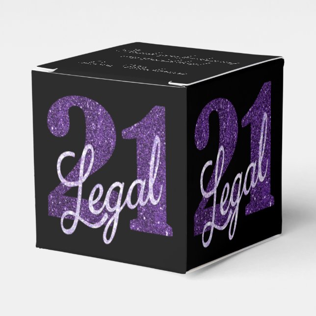 21 och juridiska | Lila Faux Glitter 21:a födelsed Presentaskar (Framsidan Sidan)