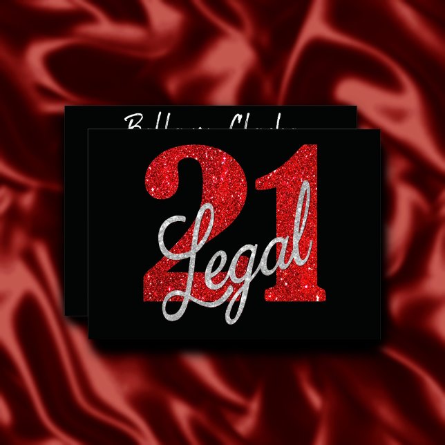 21 och juridiska | Red Faux Glitter 21:a födelseda Inbjudningar (Skapare uppladdad)
