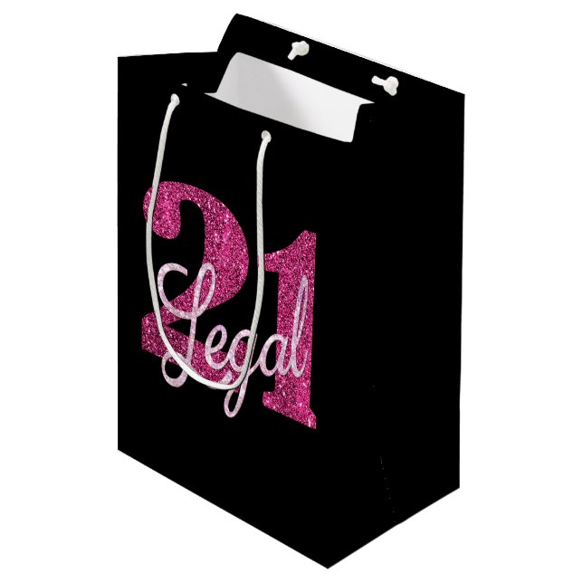 21 och juridiska | Roligt Rosa Faux Glitter 21:a f (Framsidan Vinklad)