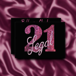 21 och juridiska | Roligt Rosa Faux Glitter 21:a f Inbjudningar