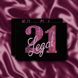 21 och juridiska Roligt Rosa Faux Glitter 21:a f Inbjudningar