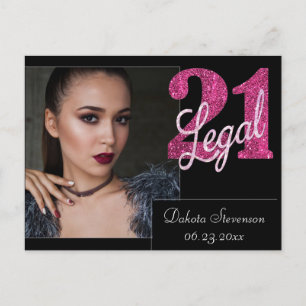 21 och juridiska Roligt Rosa Faux Glitter 21:a f Vykort