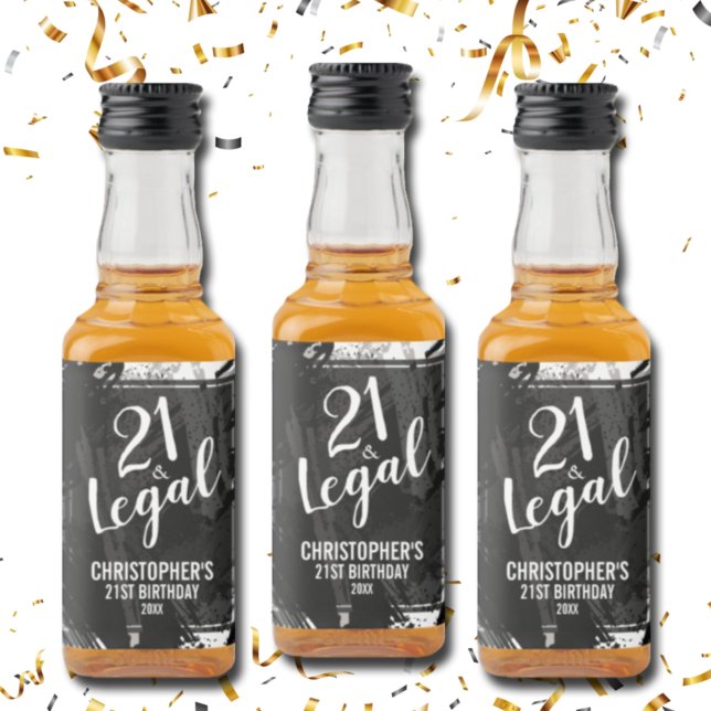 21 och Legal Black Grått Camo Anpassningsbar Mini Spritflaskor Etikett (Skapare uppladdad)