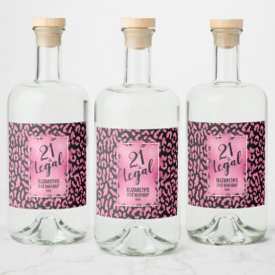 21 och Personligen för juridisk Rosa Black Leopard Spritflaskor Etikett