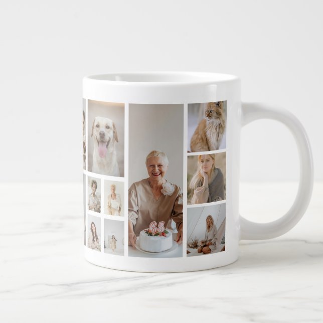 21 Personlig för Photo Collage Family Jumbo Mugg (Höger)