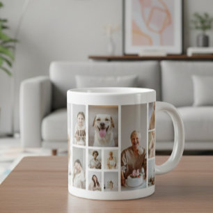 21 Personlig för Photo Collage Family Jumbo Mugg